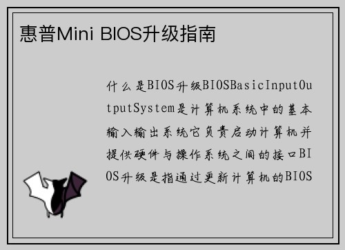 惠普Mini BIOS升级指南