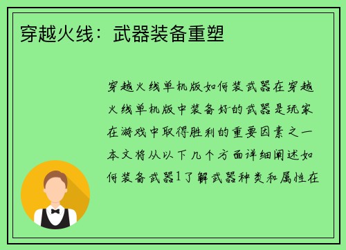 穿越火线：武器装备重塑